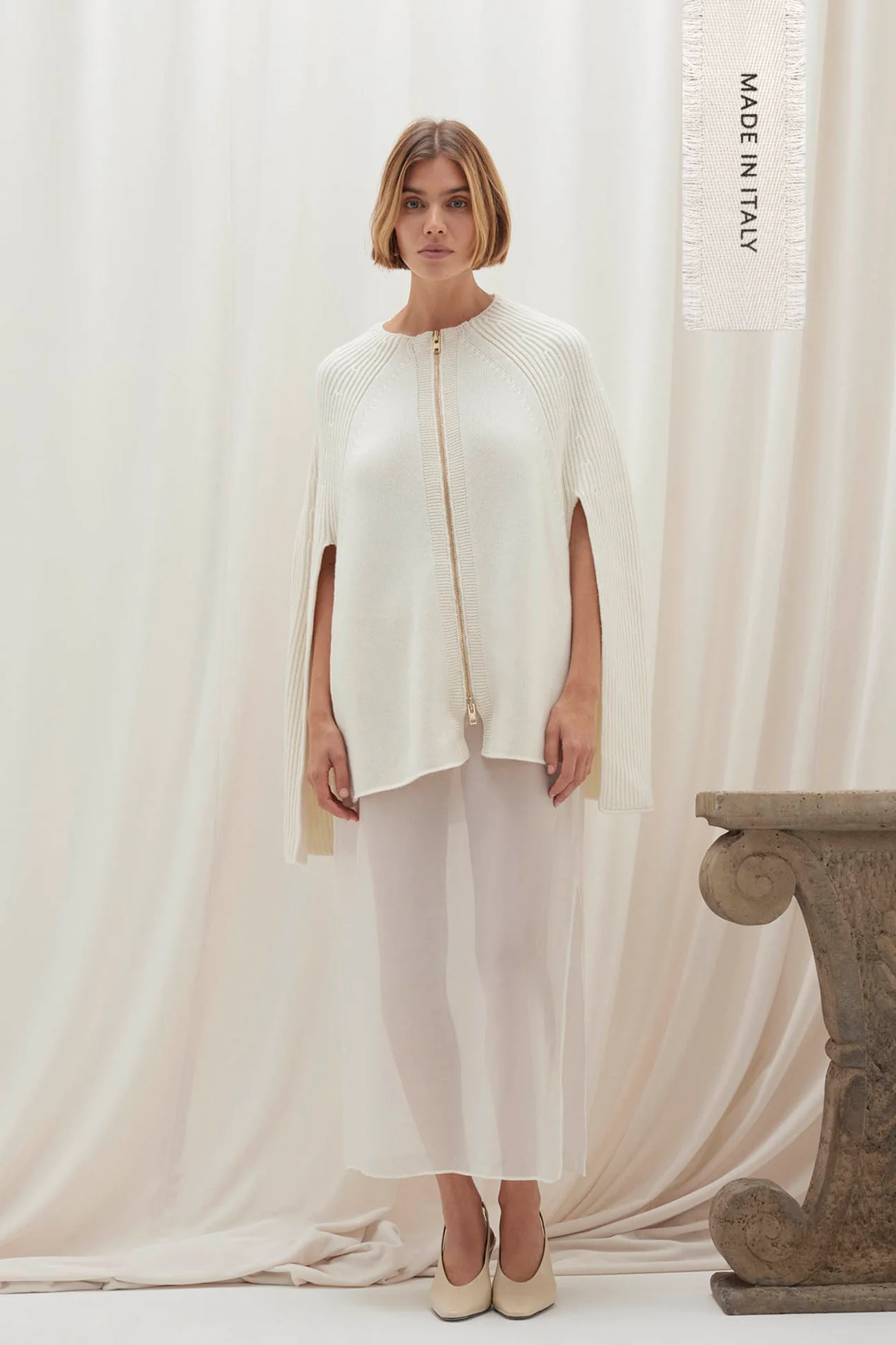 ALLEGRA ZIP-UP CASHMERE CAPE