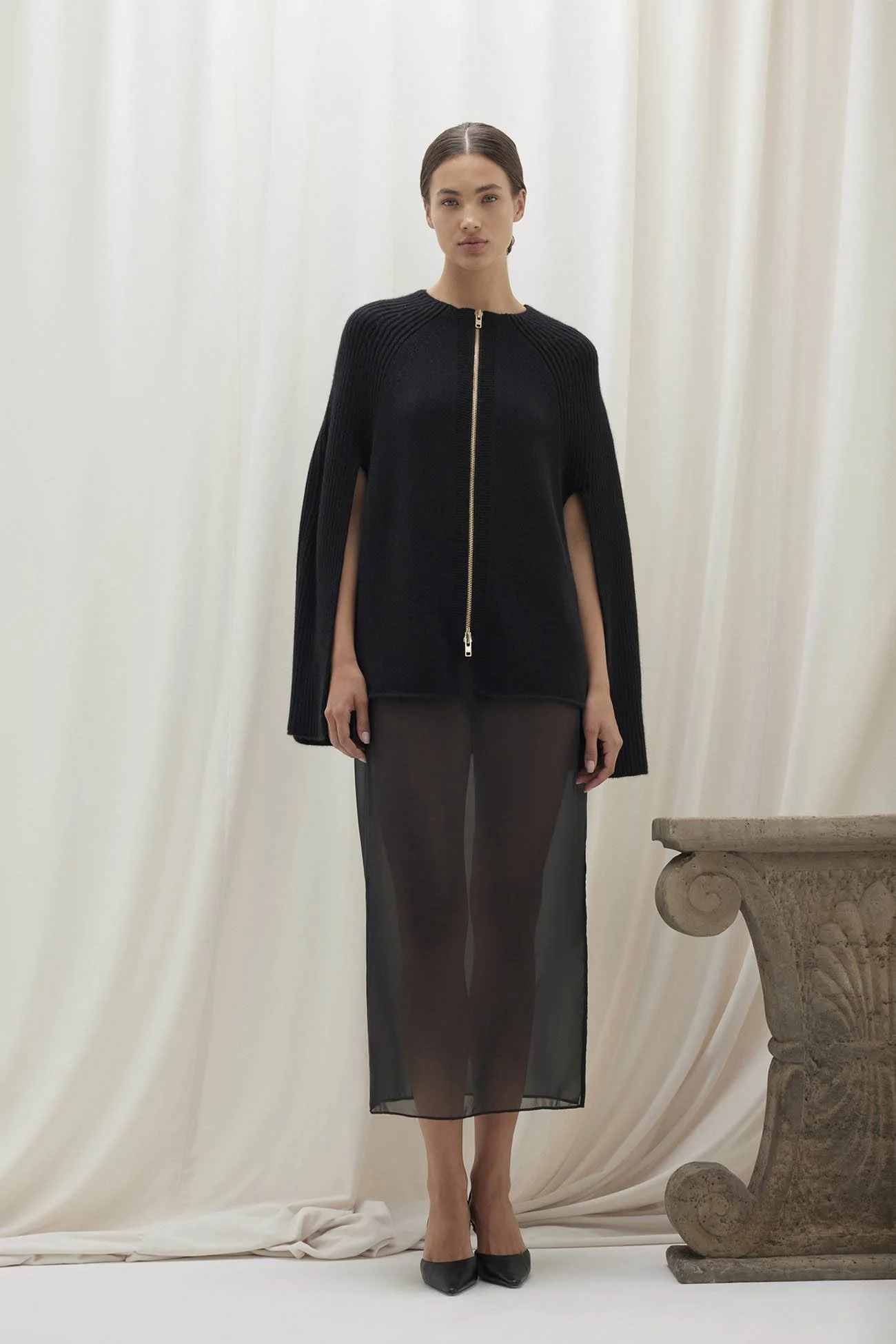 ALLEGRA ZIP-UP CASHMERE CAPE - Image 3