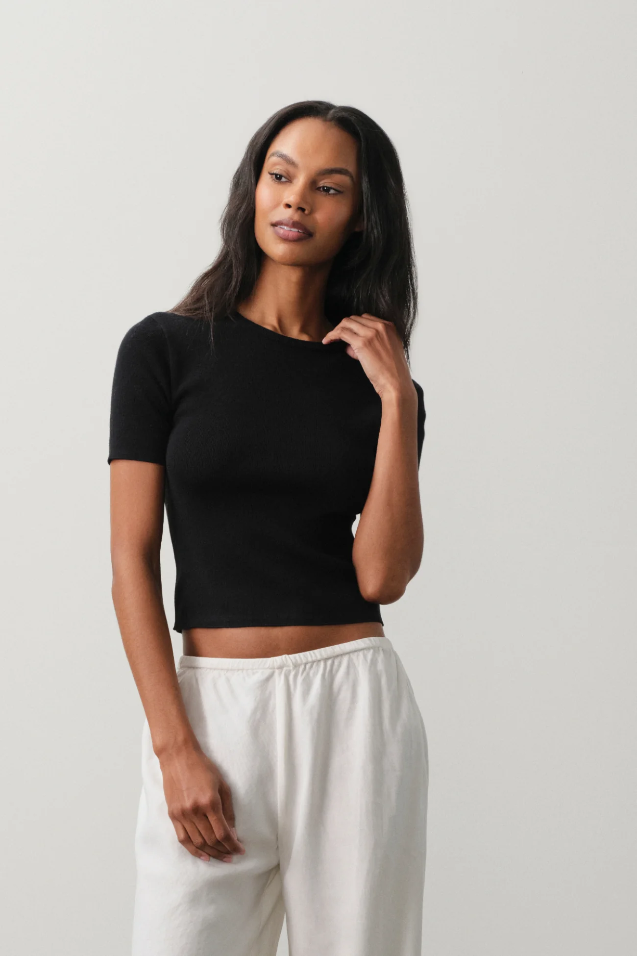 AMEY COTTON CASHMERE CREWNECK TEE - Image 2