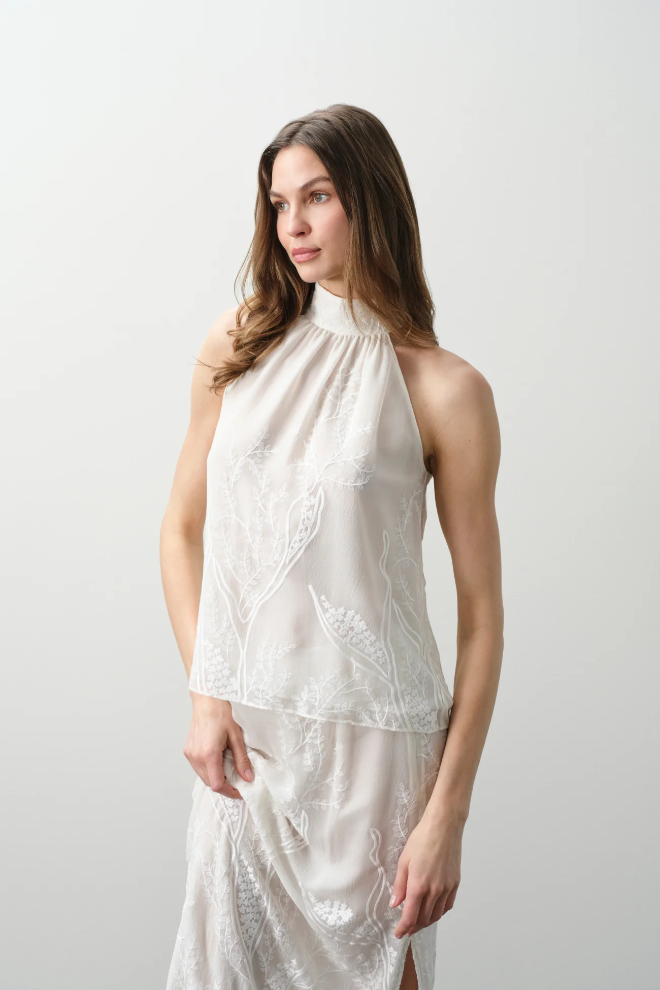 CASSIA FLORAL SILK CHIFFON HALTER TOP - Image 7