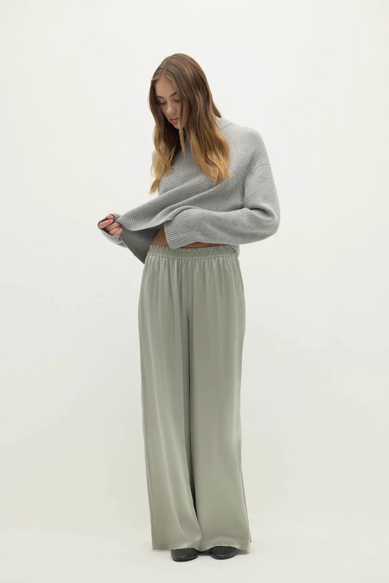 EVAN SILK WIDE LEG PANT | 30" INSEAM - Image 19