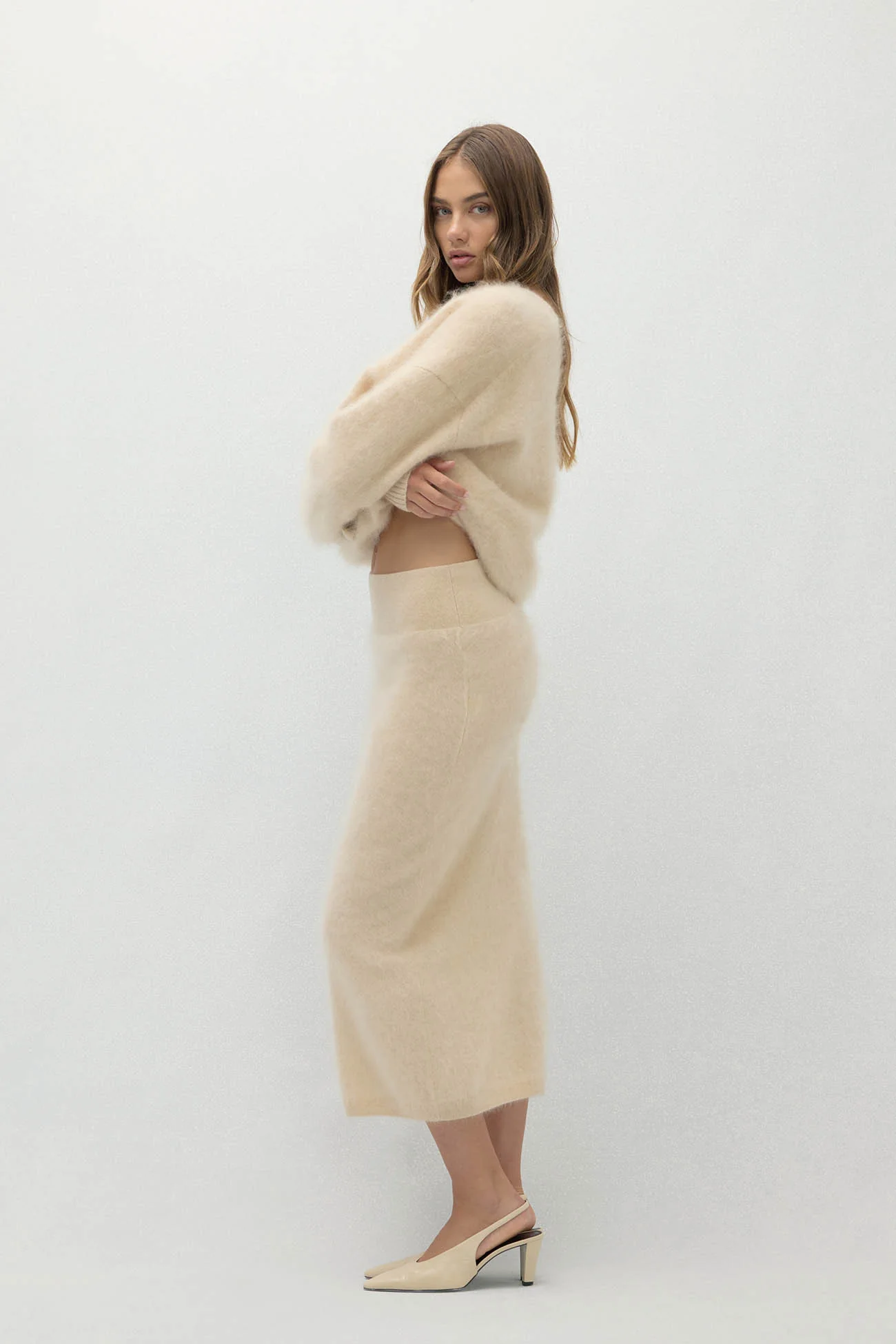 FRANCESCA BRUSHED CASHMERE MIDI SKIRT - Image 2