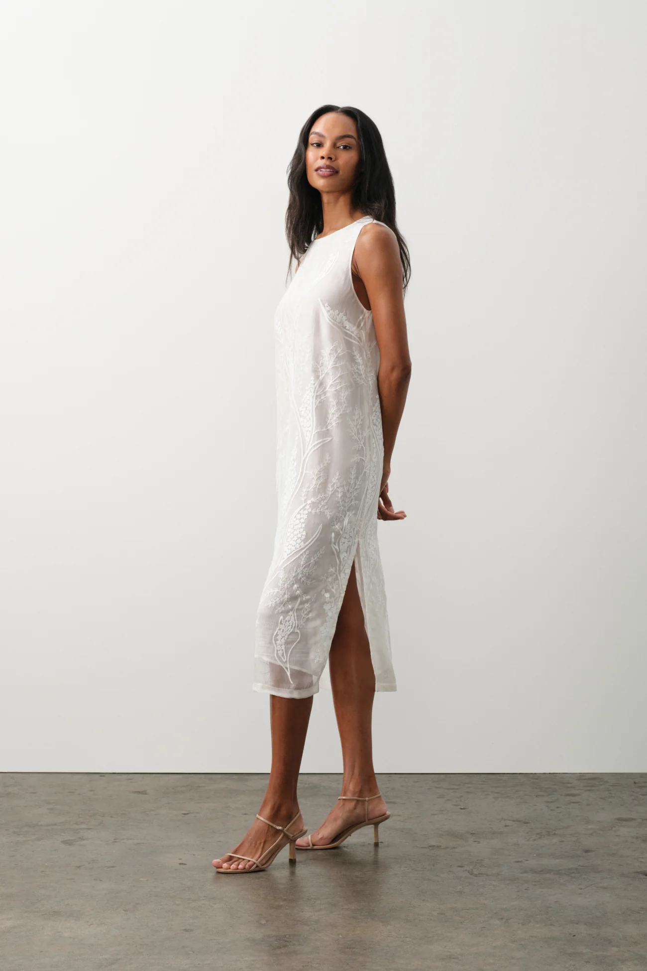 GILLIAN FLORAL SILK CHIFFON MIDI DRESS - Image 3
