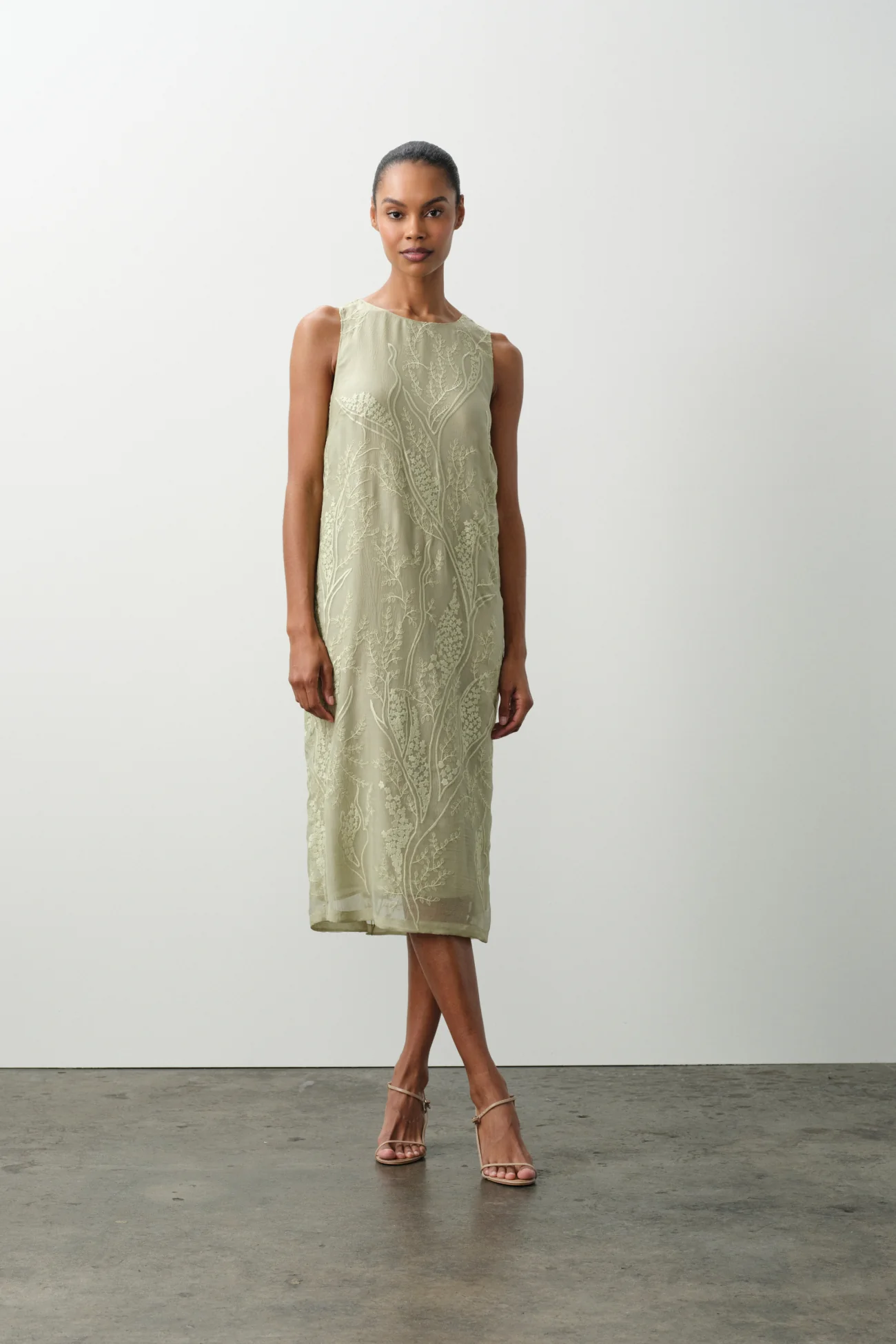 GILLIAN FLORAL SILK CHIFFON MIDI DRESS - Image 6