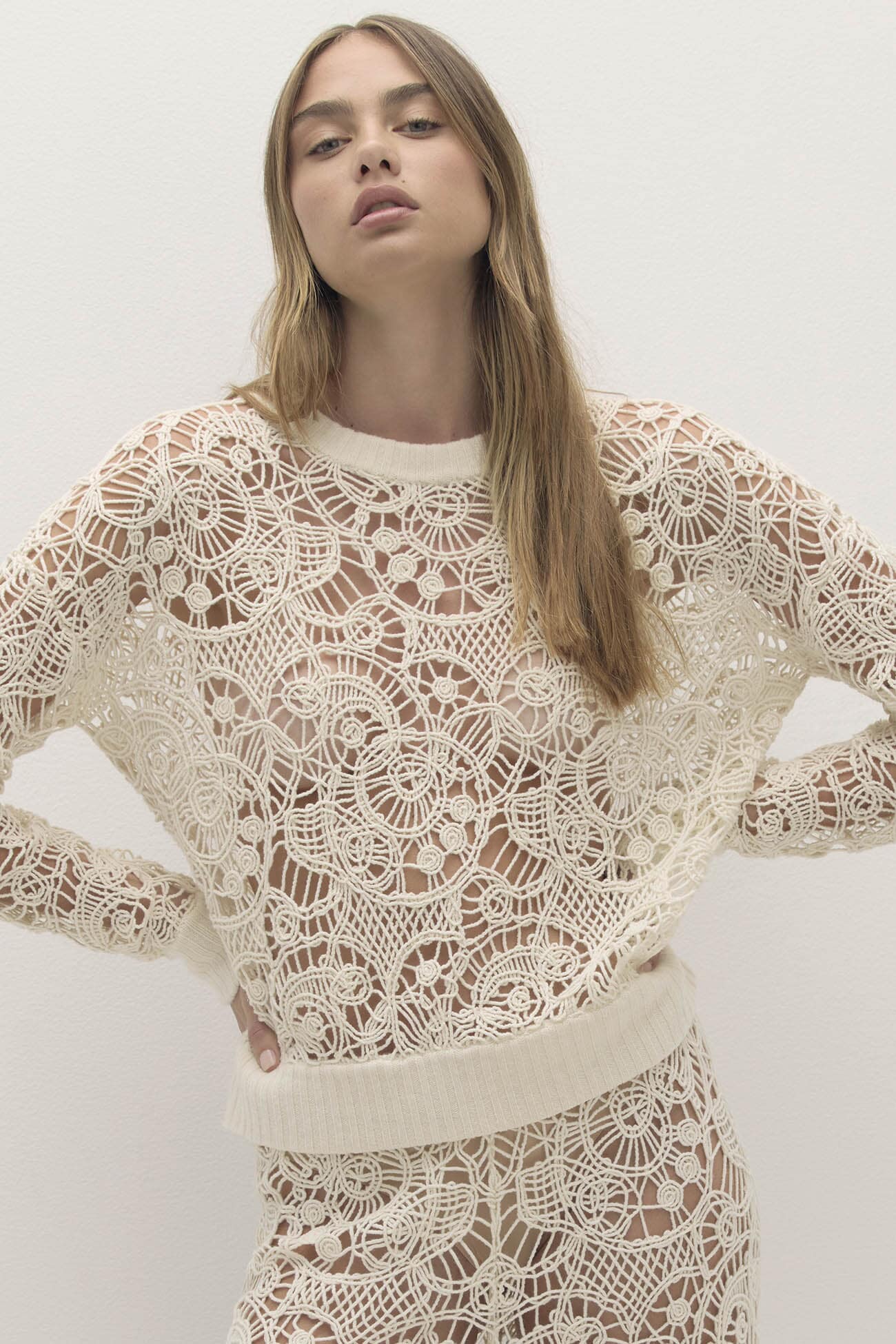 MONICA CROCHET CASHMERE BLEND CREWNECK - Image 10