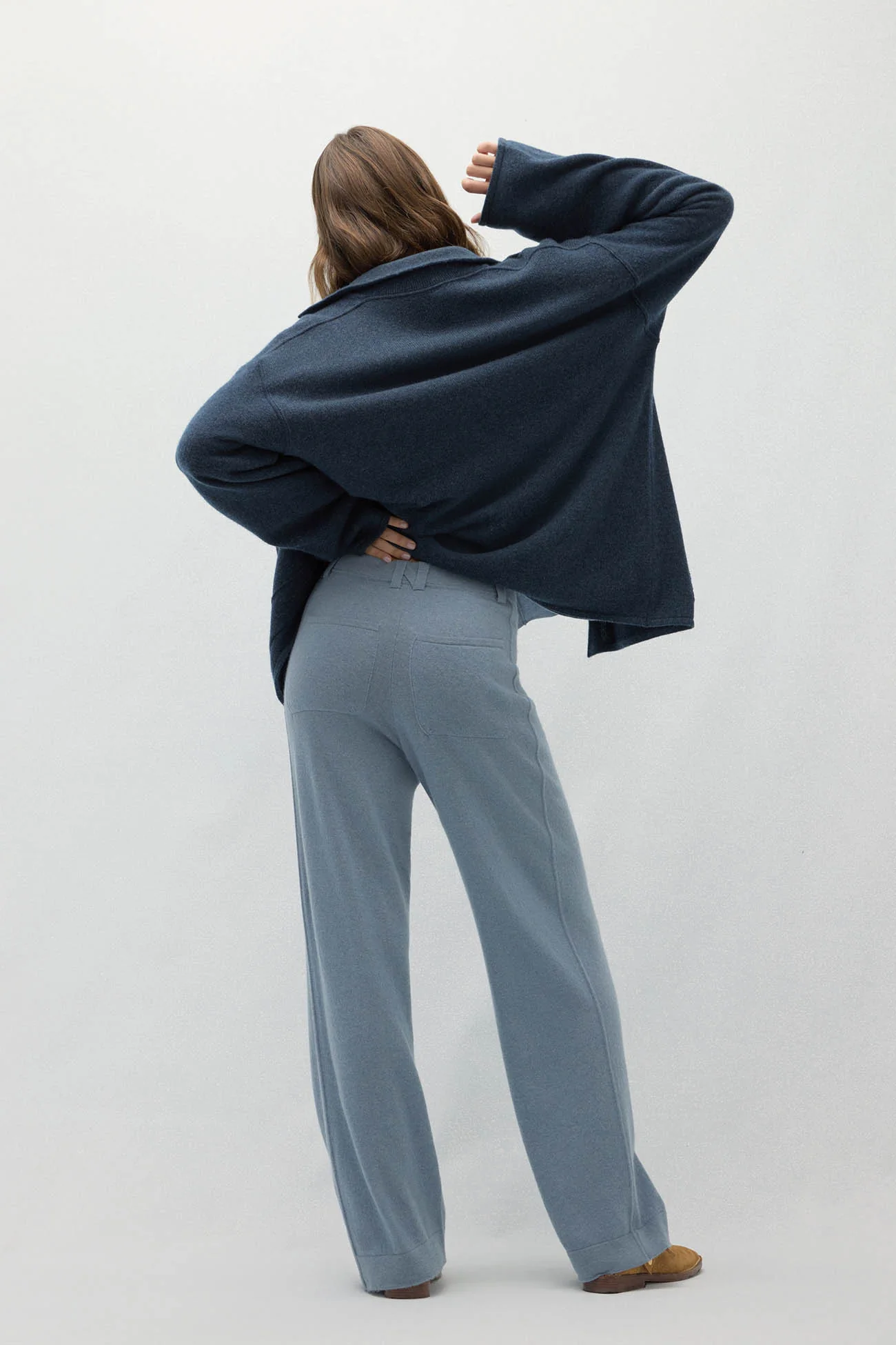 NAPLES DENIM CASHMERE WIDE LEG PANTS - Image 11
