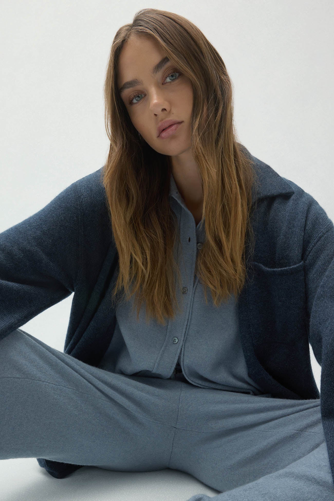NAPLES DENIM CASHMERE WIDE LEG PANTS - Image 13