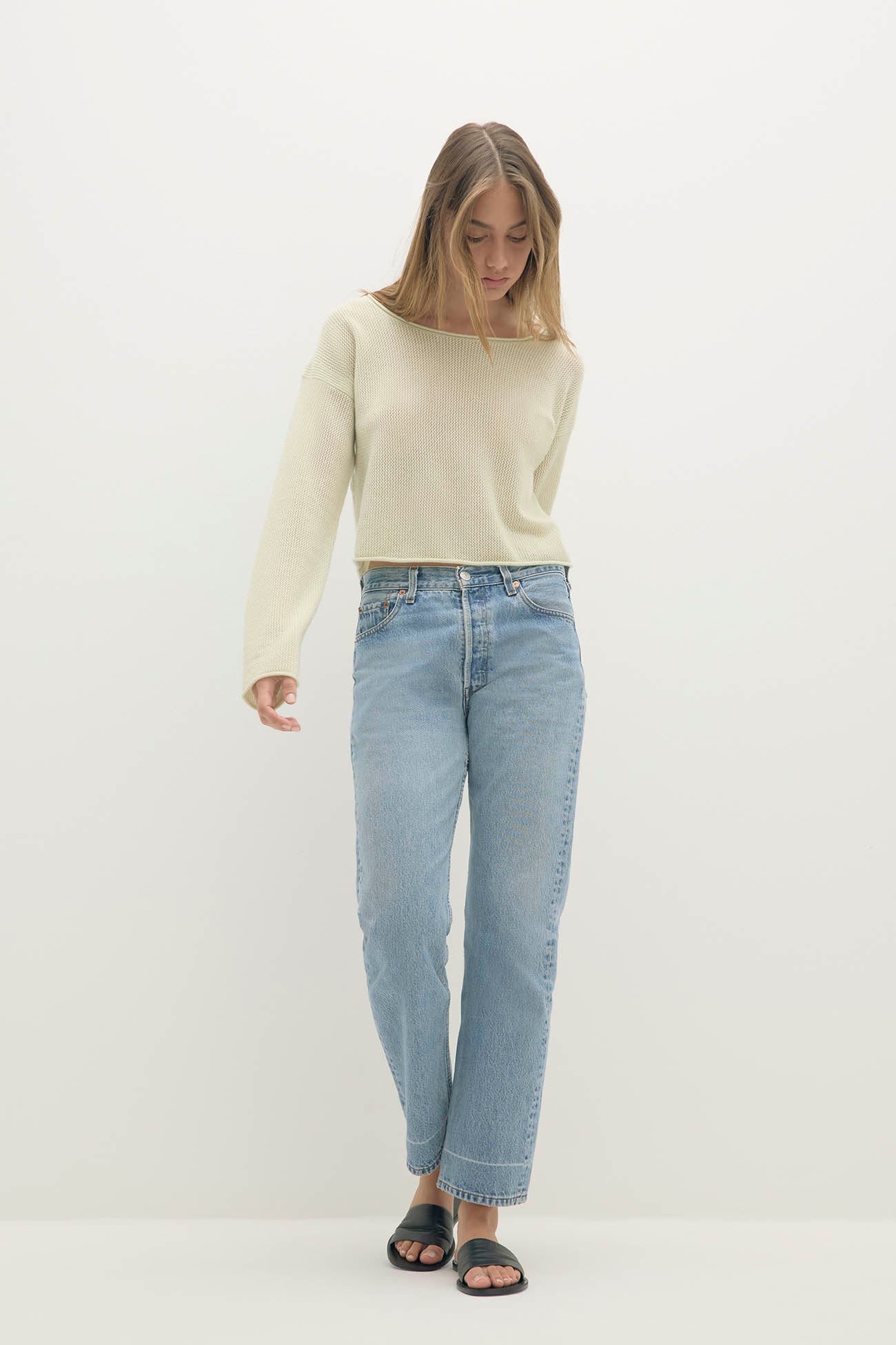 POPPIE CROPPED CASHMERE CREWNECK SWEATER - Image 6