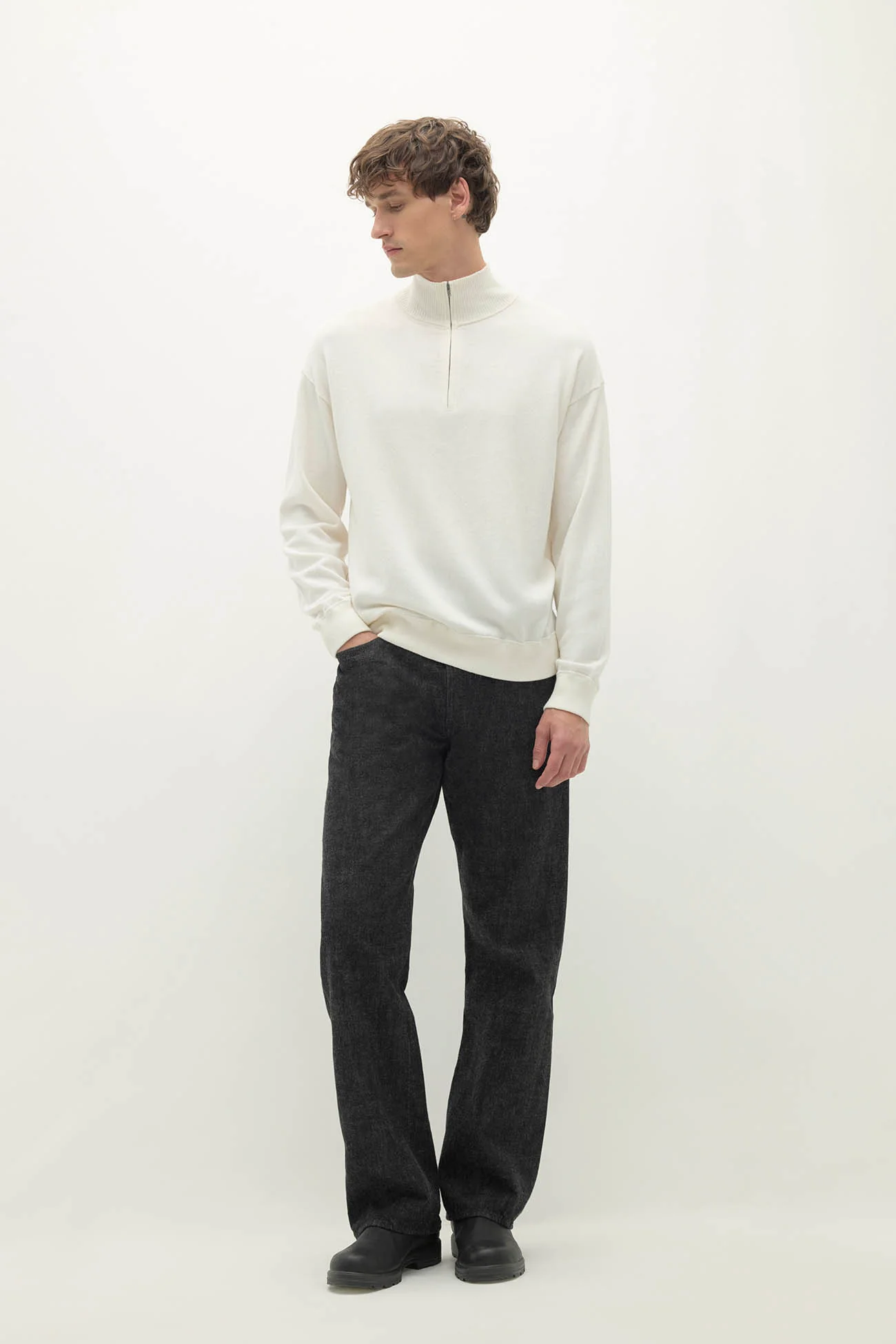RONAN COTTON CASHMERE HALF-ZIP
