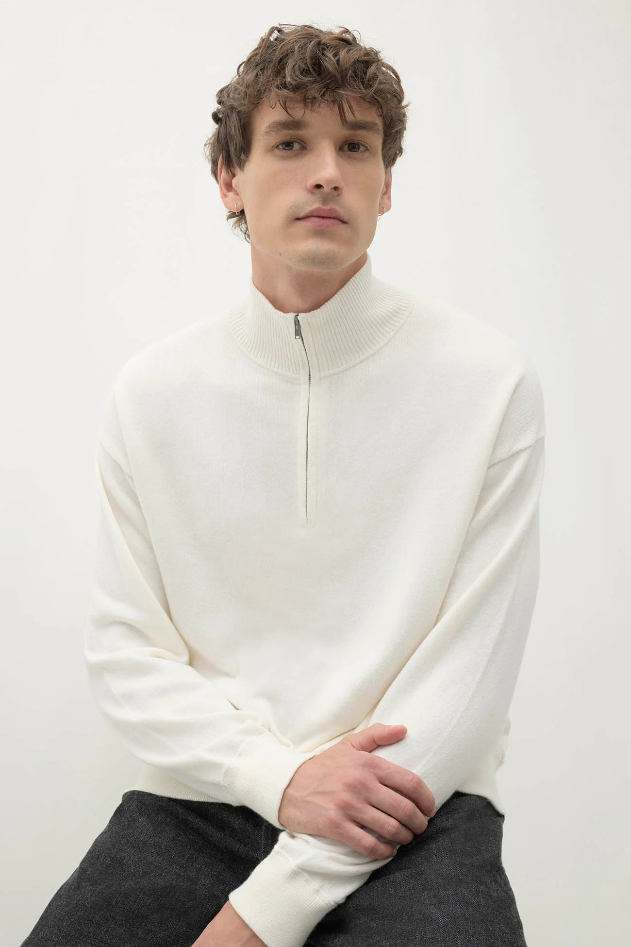 RONAN COTTON CASHMERE HALF-ZIP - Image 4