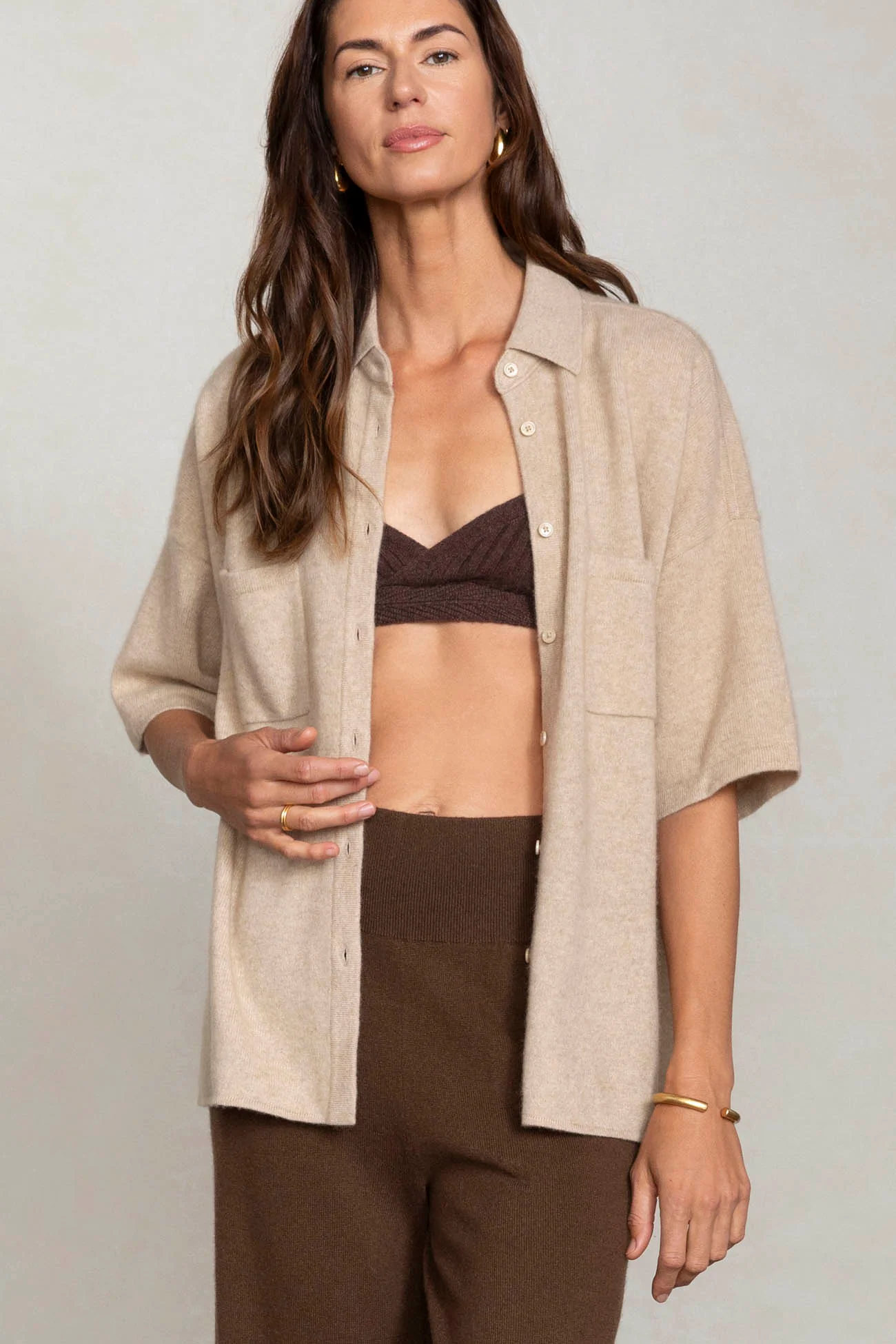 RUE BUTTON-UP CASHMERE TOP - Image 33