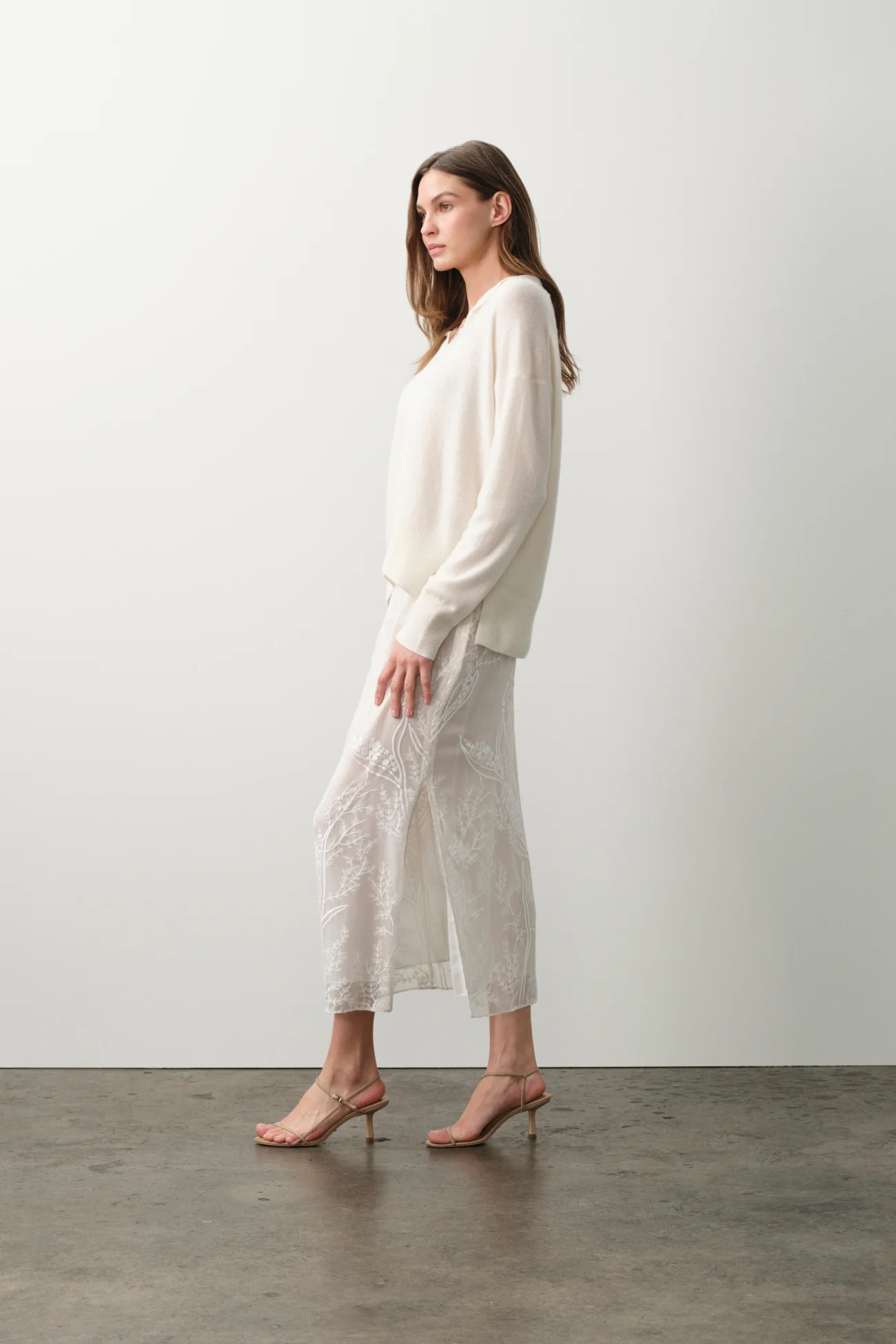 SALLY FLORAL SILK CHIFFON MIDI SKIRT - Image 3