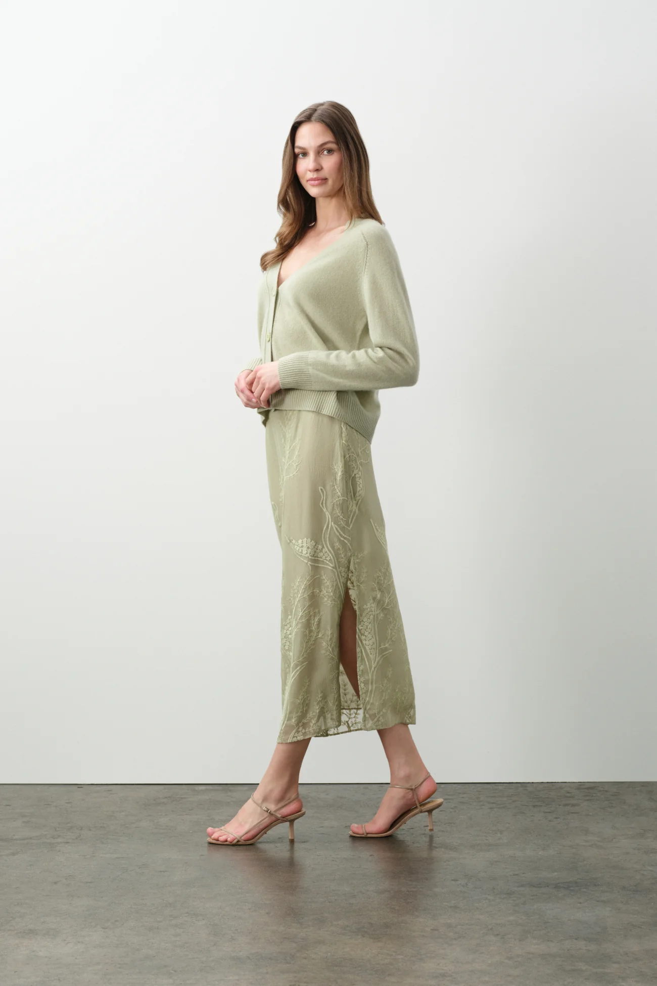 SALLY FLORAL SILK CHIFFON MIDI SKIRT - Image 6