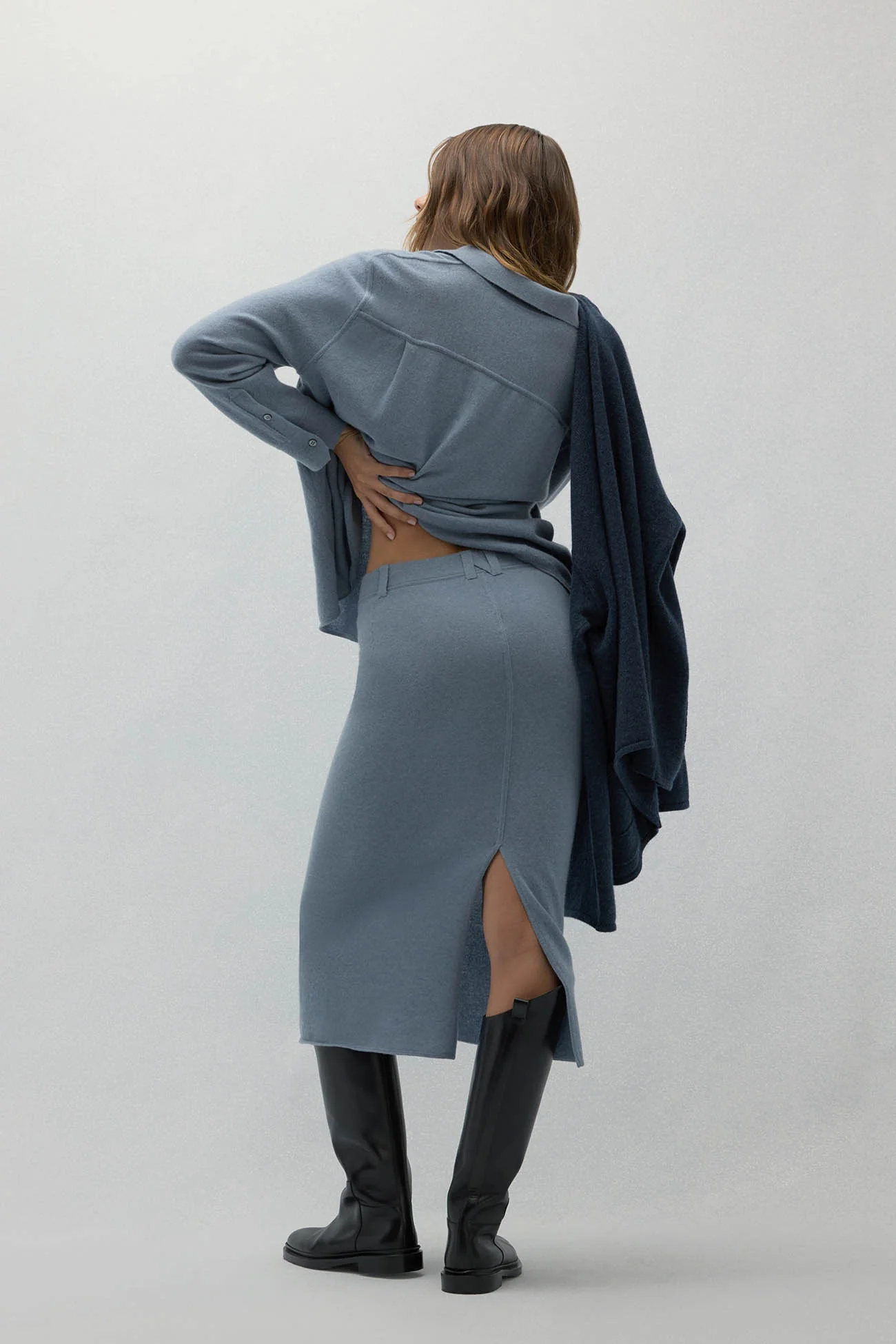 VENICE DENIM CASHMERE MIDI SKIRT - Image 12