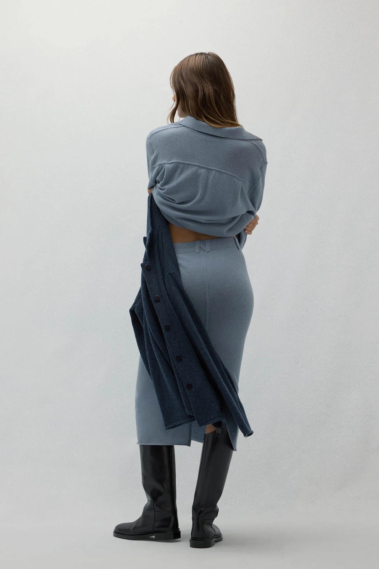 VENICE DENIM CASHMERE MIDI SKIRT - Image 13