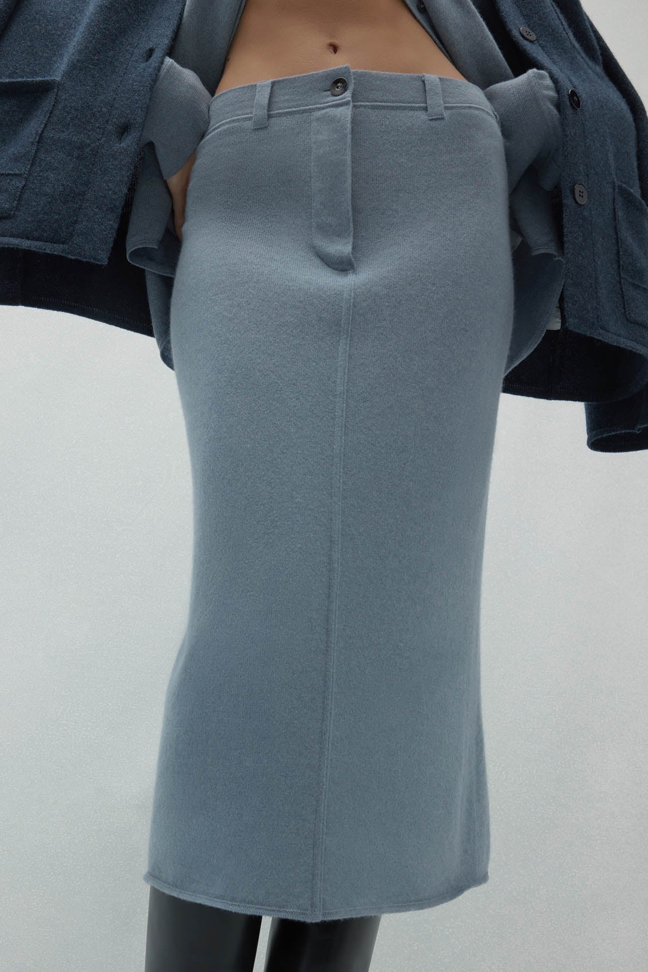 VENICE DENIM CASHMERE MIDI SKIRT - Image 14