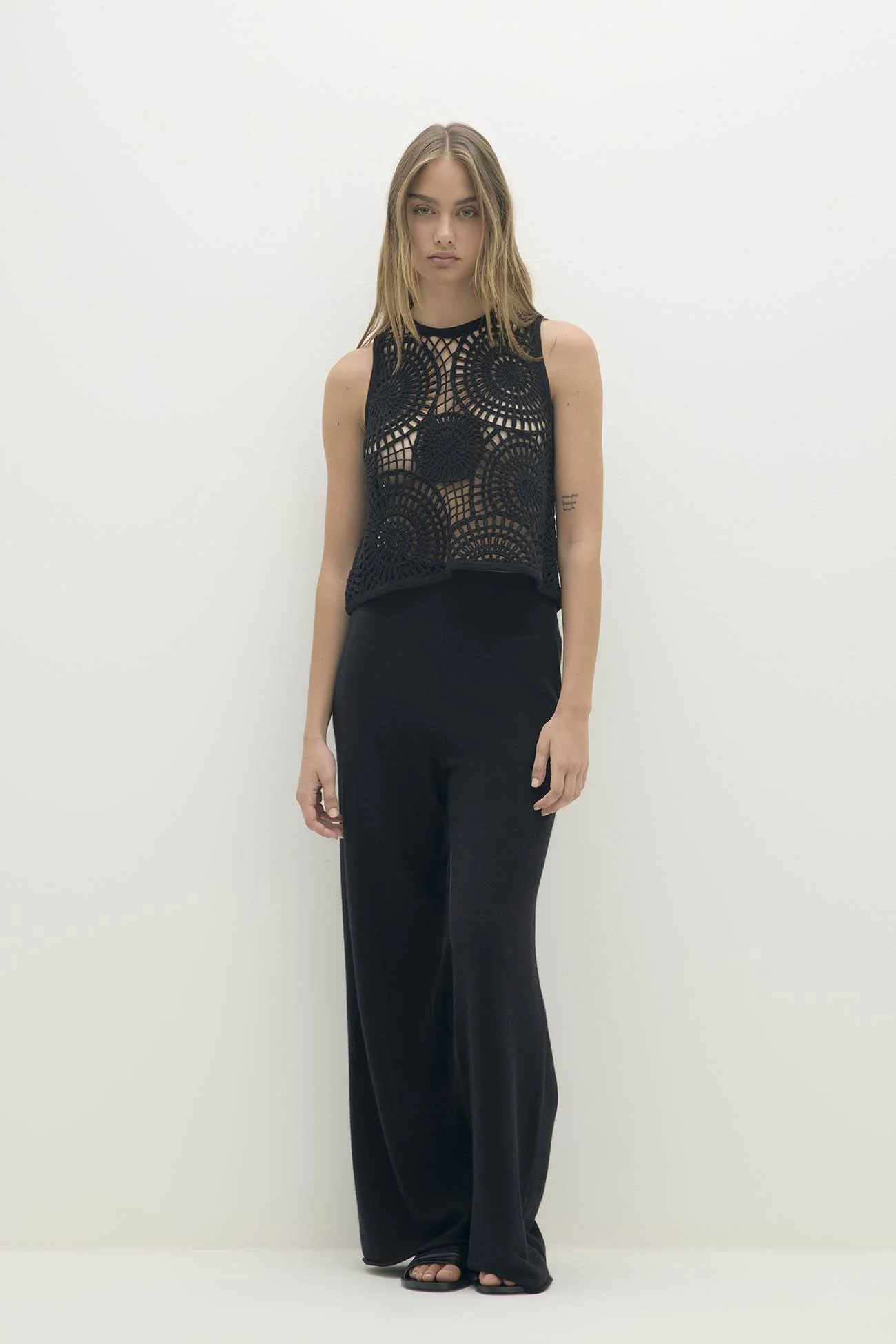VIVIANA CROCHET CASHMERE BLEND TANK